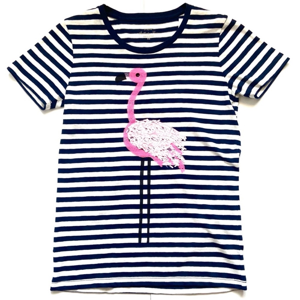 J. CREW Factory Flamingo Collector Tee Sequin - Size XL - Picture 2 of 5